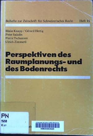 Bild des Verkufers fr Perspektiven des Raumplanungs- und des Bodenrechts. Zeitschrift fr schweizerisches Recht / Beihefte ; H. 11 zum Verkauf von books4less (Versandantiquariat Petra Gros GmbH & Co. KG)