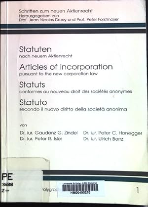 Bild des Verkufers fr Statuten nach neuem Aktienrecht. Articles of incorporation pursuant to the new corporation law. Schriften zum neuen Aktienrecht ; 1 zum Verkauf von books4less (Versandantiquariat Petra Gros GmbH & Co. KG)