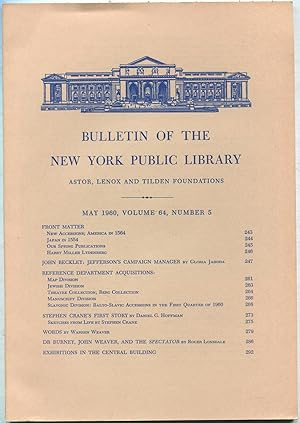 Bild des Verkufers fr Bulletin of The New York Public Library: May 1960, Volume 64, Number 5 zum Verkauf von Between the Covers-Rare Books, Inc. ABAA