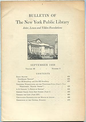 Bild des Verkufers fr Bulletin of The New York Public Library: September 1956, Volume 60, Number 9 zum Verkauf von Between the Covers-Rare Books, Inc. ABAA