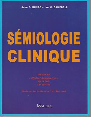 Seller image for SEMIOLOGIE CLINIQUE. Traduit de "clinical examination" Macleod, 10me dition for sale by CANO