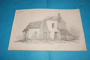 Maison, dessin non situé - Dessin original attribué à Adolphe Messager, Artiste-Peintre Lavallois...
