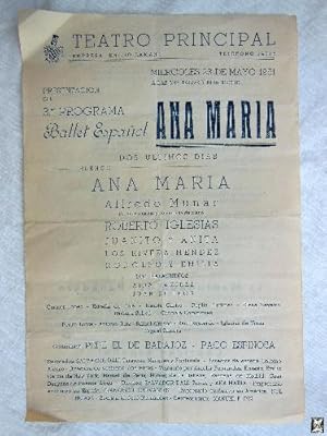 Seller image for Antigua Publicidad - Old Advertising : BALLET ESPAOL ANA MARA. 3 er Programa for sale by LIBRERA MAESTRO GOZALBO