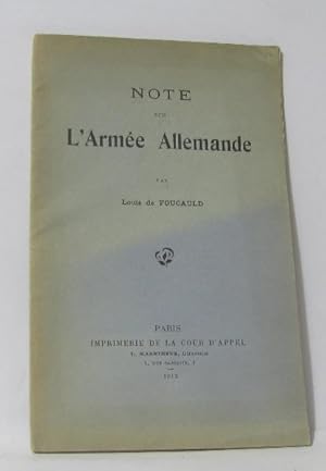 Imagen del vendedor de Note sur l'arme allemande a la venta por crealivres