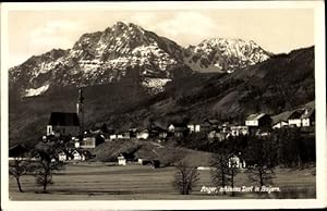 Bild des Verkufers fr Ansichtskarte / Postkarte Anger in Bayern, Teilansicht vom Dorf, Blick auf die Kirche und Berge zum Verkauf von akpool GmbH