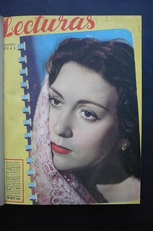 LECTURAS. Revista Mensual de Arte y Literatura Suplemento de El Hogar y La Moda. Año 1943 complet...