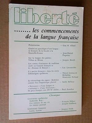 Immagine del venditore per Les commencements de la langue franaise, Libert, no 115, volume 20, no 1, janvier-fvrier 1978 venduto da Livresse