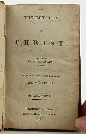 OF THE IMITATION OF CHRIST; In Three Books: Payne, John