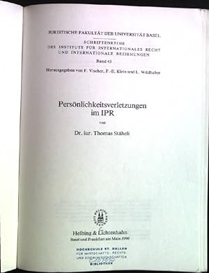 Immagine del venditore per Persnlichkeitsverletzungen im IPR. Universitt Basel. Institut fr Internationales Recht und Internationale Beziehungen: Schriftenreihe ; Bd. 43 venduto da books4less (Versandantiquariat Petra Gros GmbH & Co. KG)