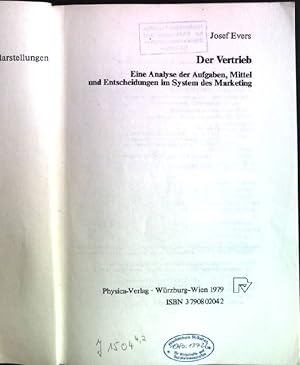 Imagen del vendedor de Der Vertrieb- Eine Analyse der Aufgaben, Mittel und Entscheidungen im System des Marketing. Modernes Marketing, Bd. IV/II. a la venta por books4less (Versandantiquariat Petra Gros GmbH & Co. KG)