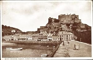 Bild des Verkufers fr Ansichtskarte / Postkarte Jersey Kanalinseln Grobritannien, Mont Orgueil Castle, Gorey Pier zum Verkauf von akpool GmbH