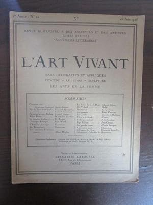 L Art Vivant. 15 Juin 1925. Revue Bi-mensuelle. Les Nouvelles Litteraires. Les Arts de la Femme.