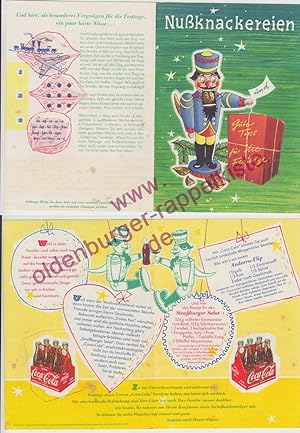 Alter Flyer - Werbung COCA COLA * Nussknackereien* mit Rezepten und Rätsel ( ca. 1950/60?)