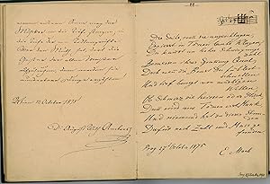 Bild des Verkufers fr Friendship album with 49 autograph entries including Franz Liszt and Ernst Mach. zum Verkauf von Antiquariat INLIBRIS Gilhofer Nfg. GmbH