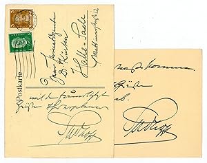 Bild des Verkufers fr Eigenh. Briefkarte und eh. Postkarte mit U. zum Verkauf von Antiquariat INLIBRIS Gilhofer Nfg. GmbH