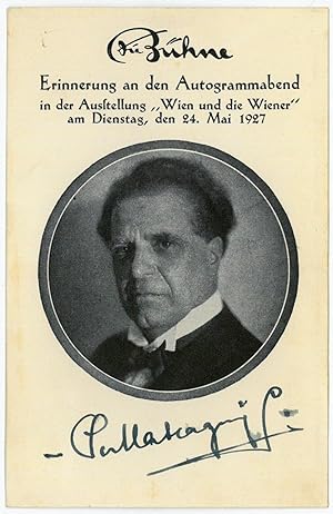 Bild des Verkufers fr Portraitpostkarte mit eigenh. U. zum Verkauf von Antiquariat INLIBRIS Gilhofer Nfg. GmbH