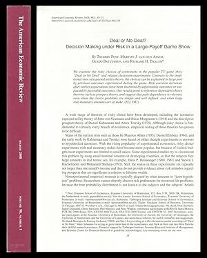 Deal or No Deal? Decision Making under Risk in a Large-Payoff Game Show in The American Economic ...