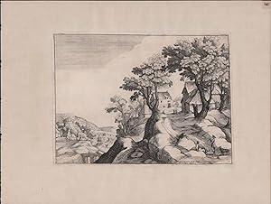 Landschaften, Folge von 4 Kupferstichen Auf Bütten, ca 20 x 27 cm. Wz. Traube mit Band (teils)