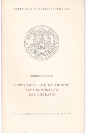 Bild des Verkufers fr Experiment und Erfahrung als Grundlagen der Therapie. Rektoratsrede (= Gttinger Universittsreden, 23) zum Verkauf von Graphem. Kunst- und Buchantiquariat