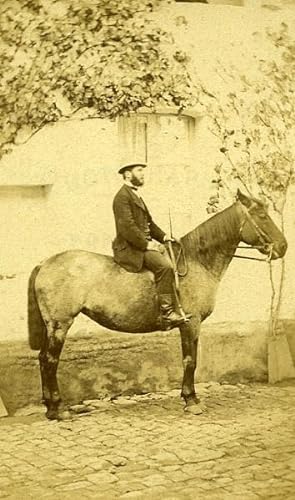Rider Man & his Horse France Old Photo CDV 1870