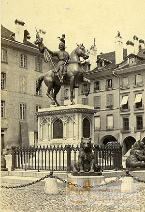 Switzerland Bern Rudolf von Erlach Statue Old CDV Photo Adolphe Braun 1865