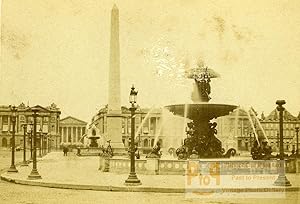 France Paris Place de la Concorde Colonne & Fountain Old CDV Photo 1870 