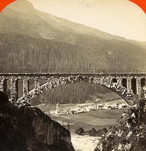 Austria Bridge of Waldli Tobel Uorailberg old Stereo Photo 1890