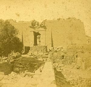 Egypt Nubia Kalahcheh Temple Peristyle old Stereo Photo 1865