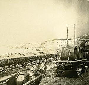 Italy Genoa Port on the road to Lighthouse old Possemiers Stereo Photo 1908