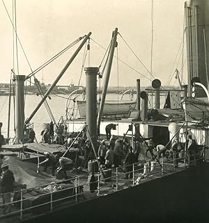 Seller image for Belgium Port of Antwerp Ship loading Grain Old NPG Stereo Photo 1906 for sale by Bits of Our Past Ltd