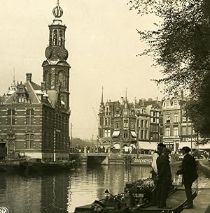 Netherlands Amsterdam Money Tower Old NPG Stereo Stereoview Photo 1900