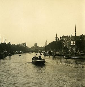 Netherlands Rotterdam New Harbour Old NPG Stereo Stereoview Photo 1900