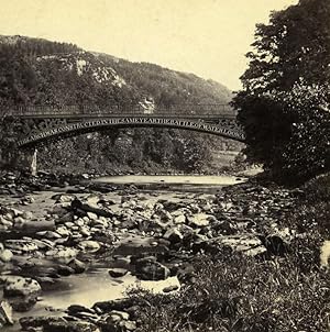 UK North Wales Betws-y-Coed Waterloo Bridge Old Stereoview Photo Bedford 1865