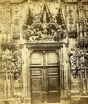 France Strasbourg Cathedral North Door Old Stereoview Photo 1860