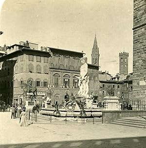 Italy Firenze Place Palazzo Vecchio Old Stereoview Photo NPG 1900
