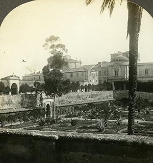 Italy Roma Vatican pope Private Gardens Old Stereoview Photo William Rau 1898