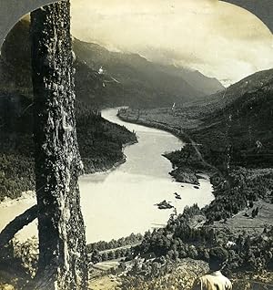 Canada BC near Yale the mighty Fraser Canyon Old Stereoview Photo Keystone 1904