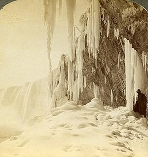 Canada Niagara Luna Island Frozen Winter Scene Stereoview Photo Underwood 1902