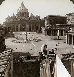 Italy Roma Vatican St. Peter's Basilica Old Stereoview Photo Underwood 1900