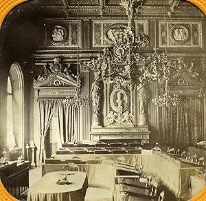 France Paris City Hall Council Room Old Photo Tissue Stereoview 1860