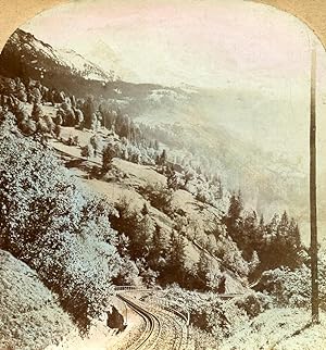 Seller image for Switzerland Alps Wengen Lauterbrunnen Railway Old Stereoview Keystone Photo 1900 for sale by Bits of Our Past Ltd