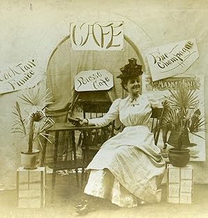 USA Naughty Series A Pousse Cafe Woman Alone Old Stereoview Photo 1900