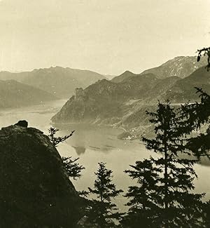 Austria Salzkammergut Traunsee Traunstein Lake Old Stereo Photo Photochrom 1900