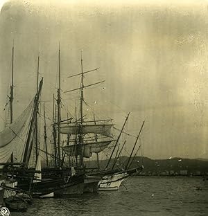 Seller image for Italy La Spezia harbour sailboats Panorama Old NPG Stereo Photo 1900 for sale by Bits of Our Past Ltd