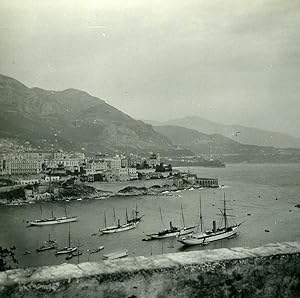 Seller image for Monaco Panorama Sailboats Old Amateur Stereo Photo Possemiers 1900 for sale by Bits of Our Past Ltd
