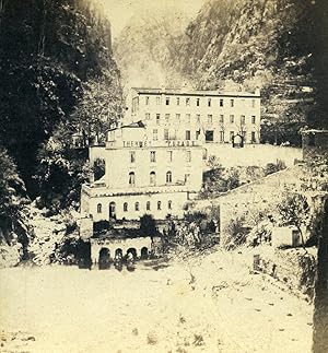 France Pyrenees Amélie les Bains Thermes Pujade Baths Old Stereo Photo 1870