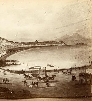 Image du vendeur pour Italy Naples Napoli Panorama Riviera di Chiaja Old Stereoview Photo Sommer 1865 mis en vente par Bits of Our Past Ltd