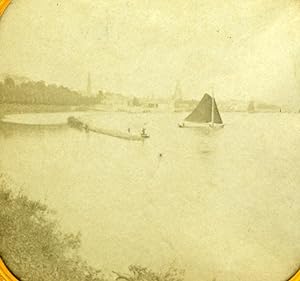 Seller image for France ? Sailboats on Lake Old Tissue Stereoview Photo 1870 for sale by Bits of Our Past Ltd