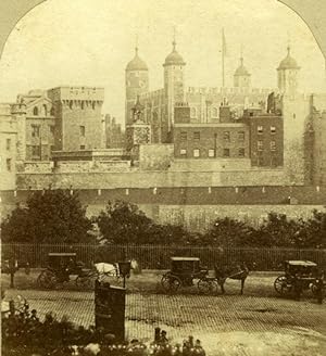 Tower of London Horse Carriages Old Chappuis Stereoview Photo 1860