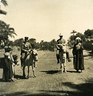 Egypt Thebes Tourists Desert Rides Donkeys Old NPG Stereoview Photo 1900